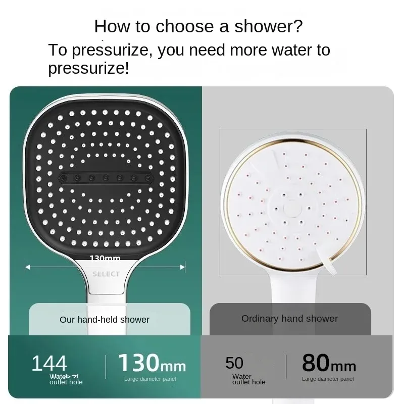 Shower Head 13CM Large Panel 3 Modes High Pressure Water Massage With Filter Element Bathroom Bathing tools bathroom accessories
