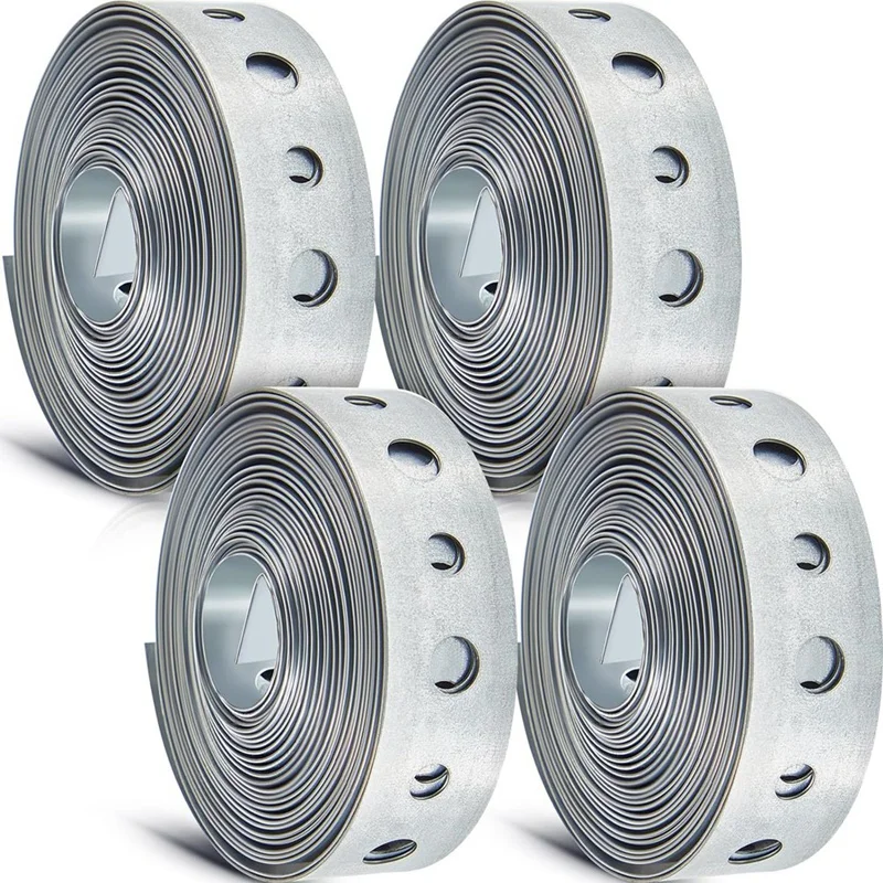 Galvanized Hanger Strap Metal Strapping Holes Pipe Hanger Silver Metal Pipe Supports Hanging 4 PCS
