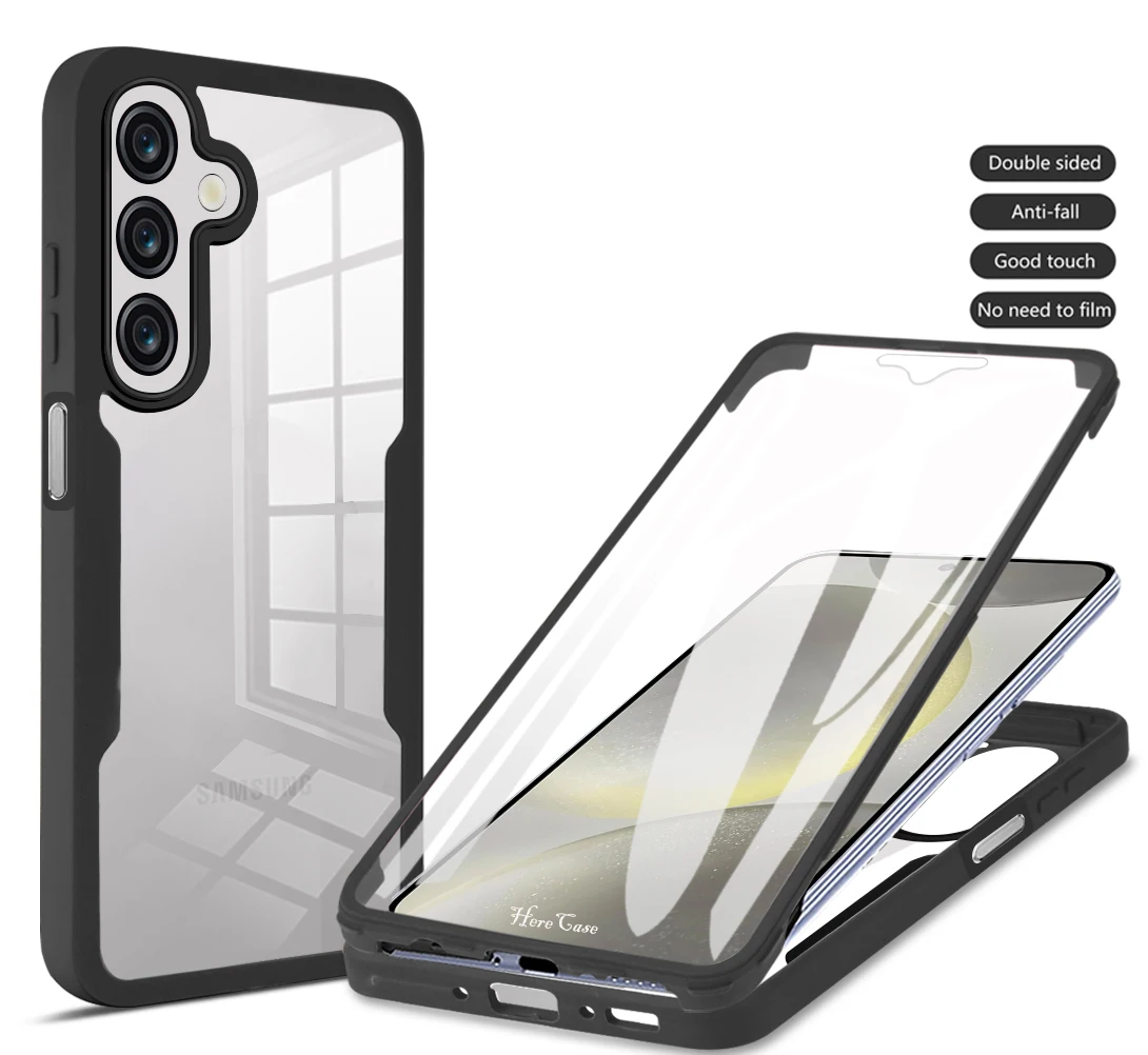 Shockproof Clear Case with 360-Degree Screen Protection and Dual-Sided Cover