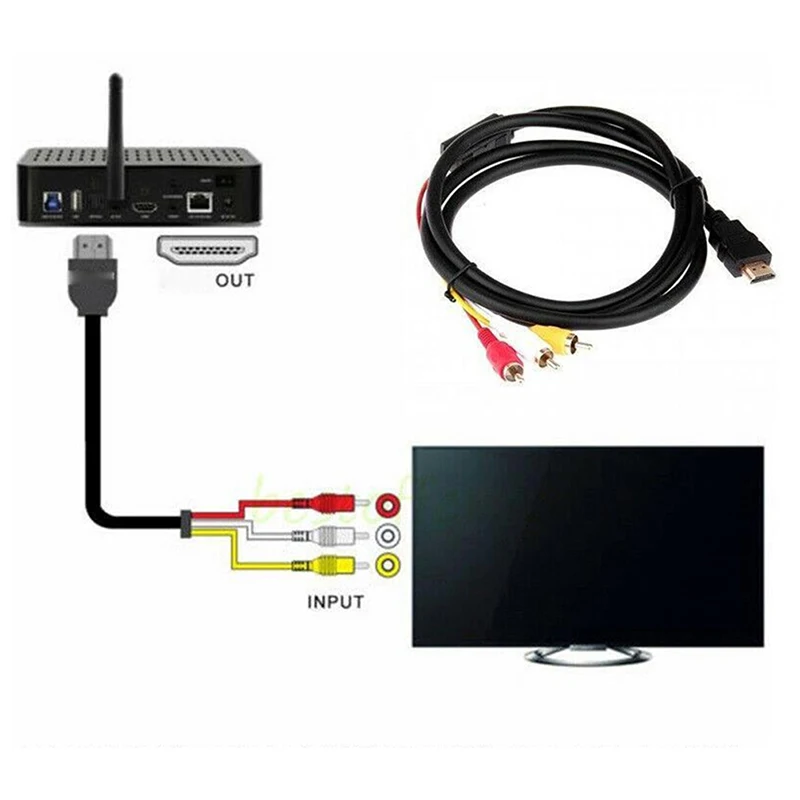 5ft HDMI hogy 3RCA/HDMI hogy AV átalakító videó Hang átalakító Alkotóelem Adapter Sürgöny számára PC Tv-t néz