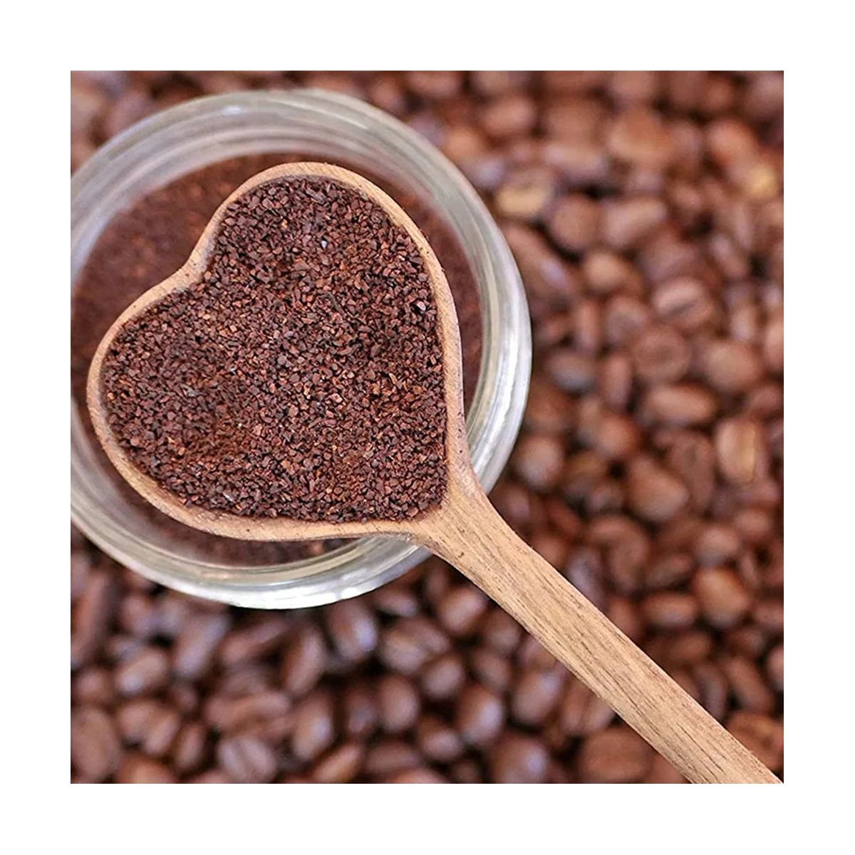 Wooden Heart-Shaped Spoons-Wooden Tea/Coffee Spoons Set (2Pcs)-Small Wooden Spoons for Condiment, Salt, Sugar