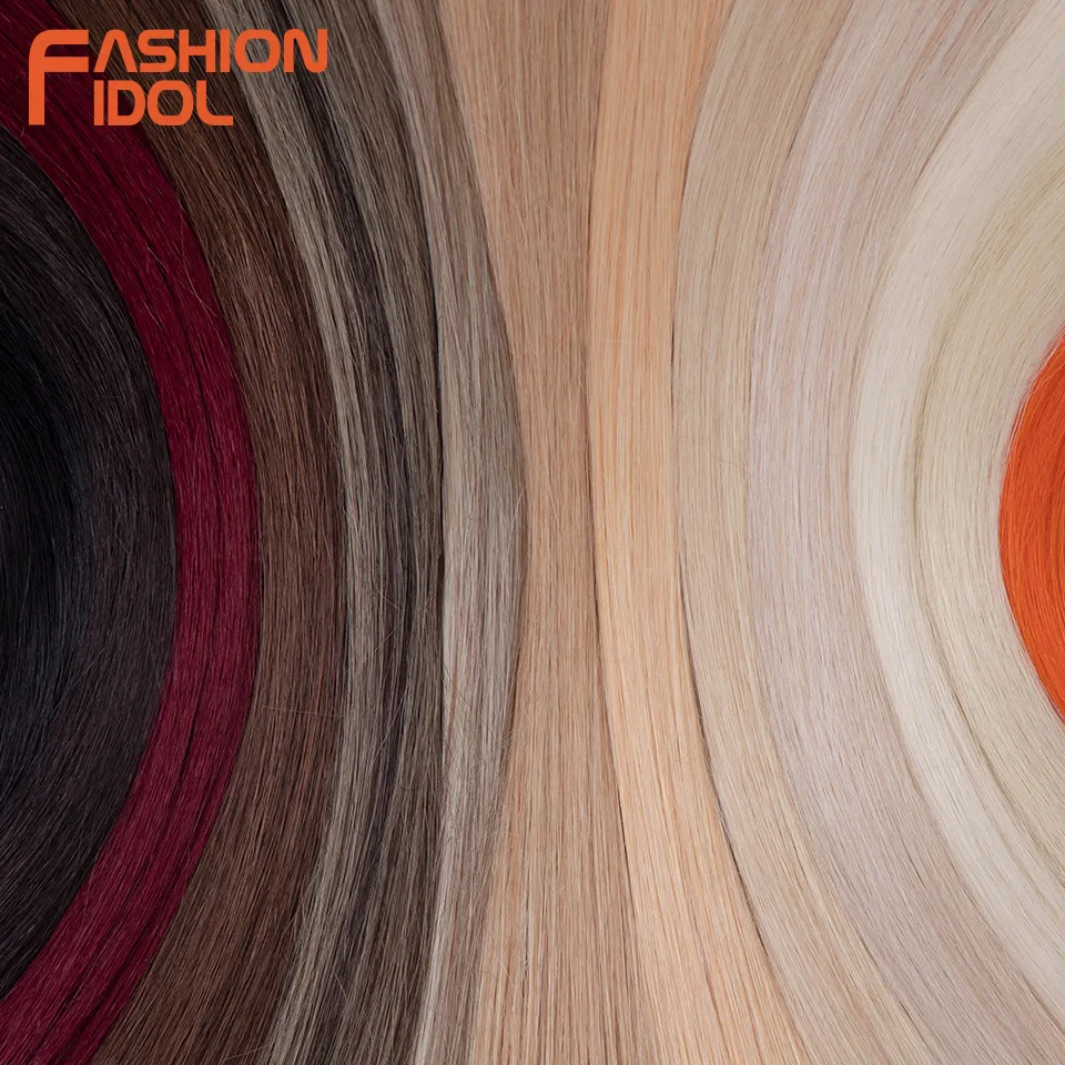 FASHION IDOL 28inch 200g Yaki Straight Hair Synthetic Wefts Hair Bundles Ombre Blonde Hair Bundles Salon Natural Hair Extensions 6