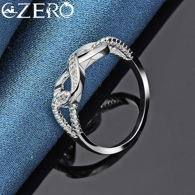 ALIZERO 925 Sterling Silver Zircon 8-Shape Ring for Women Wedding Rings Engagement Band Eternal Manifesto Jewelry Couple Gift 5