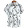 Summer Fashion Irregular Striped Printed Tops Men's Short Sleeve Shirts Casual Business Shirts Daily Street Tops Oversized S-5XL 4