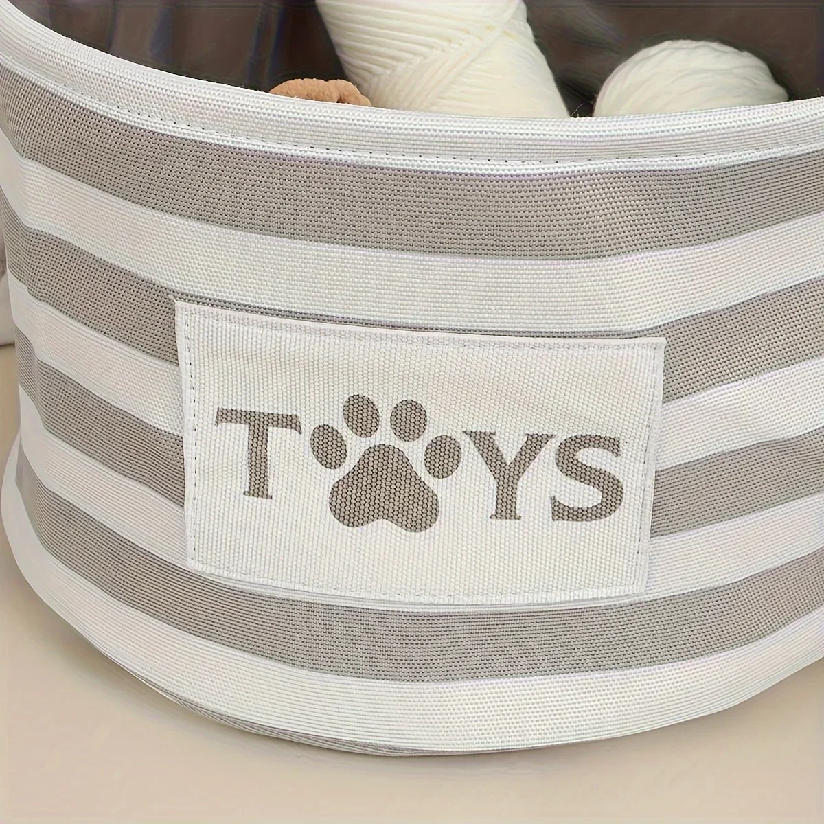 1pc-Foldable Striped Pet Toy Basket Dog Toy Storage Box