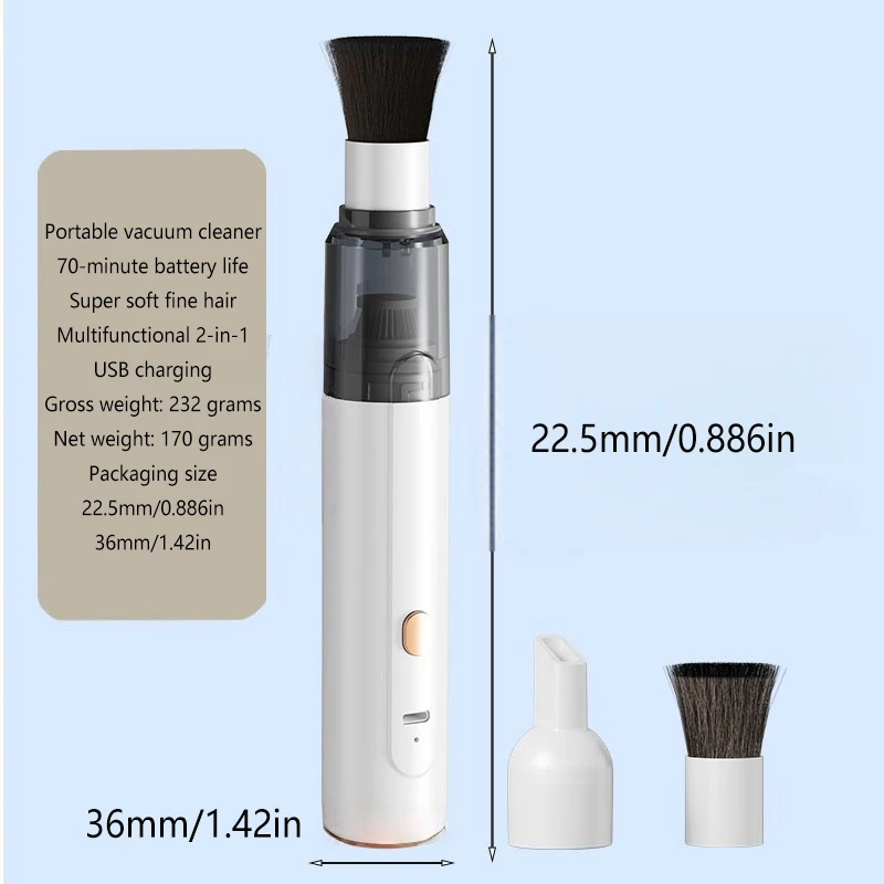 Compact 3-in-1 Portable Vacuum Cleaner for Versatile Surface Cleaning