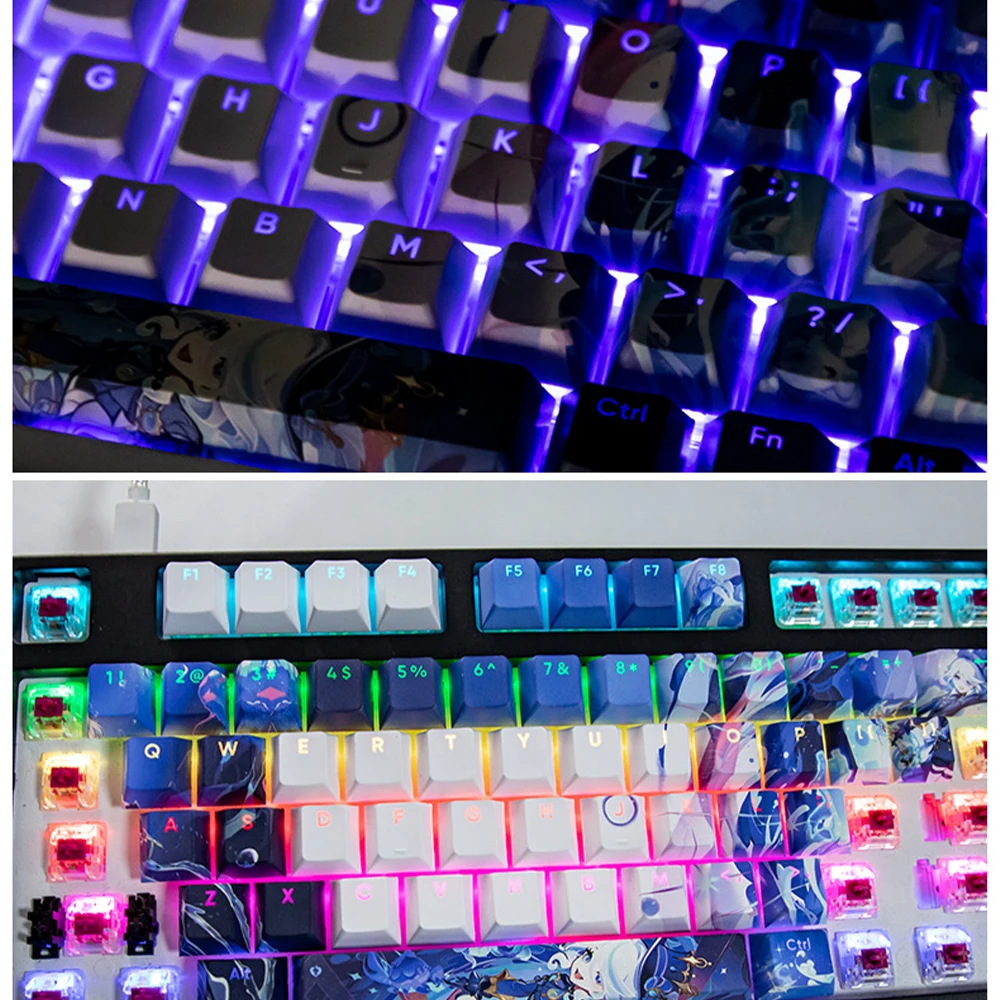 Furina-genshin Impacto Keycaps para Teclado Faça Você Mesmo Cinco-sided Sublimação Pbt Keycap Cereja Cap Chave Perfil 137 Teclas mx Switches - Imagem 2