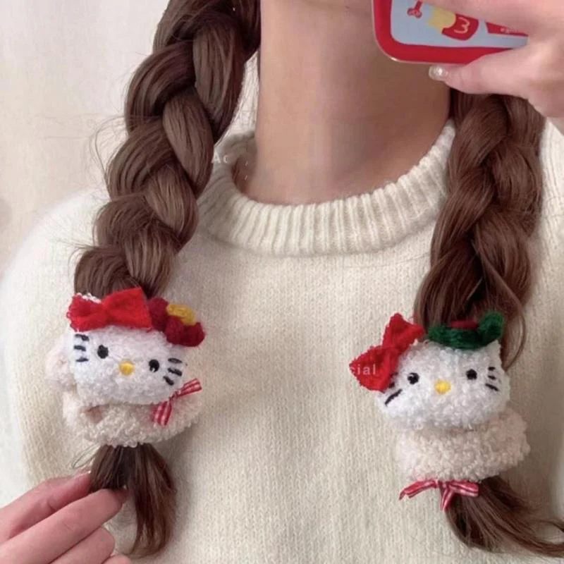

Sanrio Kawaii Anime Hair Ties Hello Kitty Cute Children Sweet Exquisite Large Intestine Hair Circle Cartoon Hair Rope Girl Toy