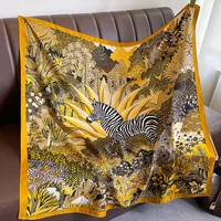 2024 New Twill Square Silk Scarf for Women Design Floral Print Wraps Stoles Hijab Foulard Headband Fashion Lady Shawl Bandana 4