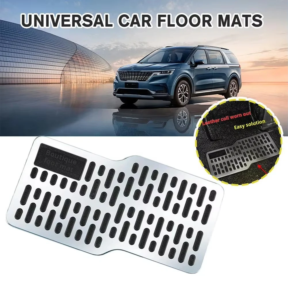 Car Foot Rest Pedal Board Floor Carpet Mat Anti-Slip Stainless Steel Heel Pad Car Truck Suv Accessories Car Pedals
