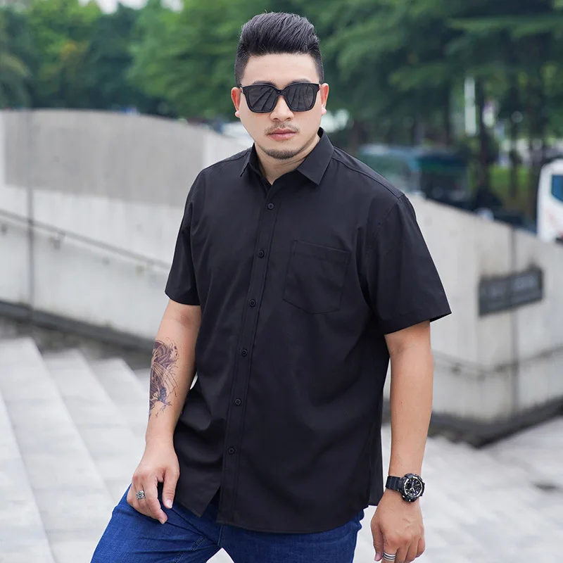 

Large size short sleeved shirt for men, versatile business and leisure, multi-color professional wear, loose fit, fat guy shirt,