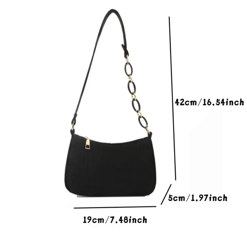 Women's Felt Design Luxury Handbag Women's Fashion Casual Handbag Crescent Shaped Small Square Bag Under The Shoulder Bag - Image 5