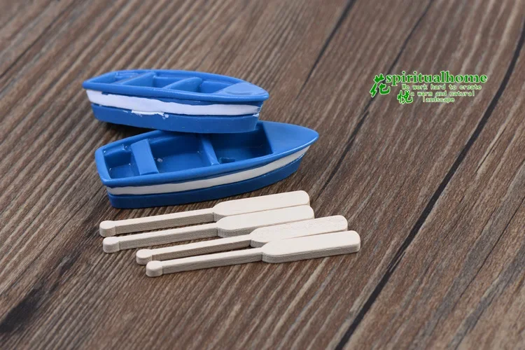 Small Boat And Paddle Small Ornament Diy Material Bryophyte Micro Landscape Meaty Plants Miniatures Figurine Garden Tools 1 Set miniature ornament miniature figurines miniature scenery material ornament crafts