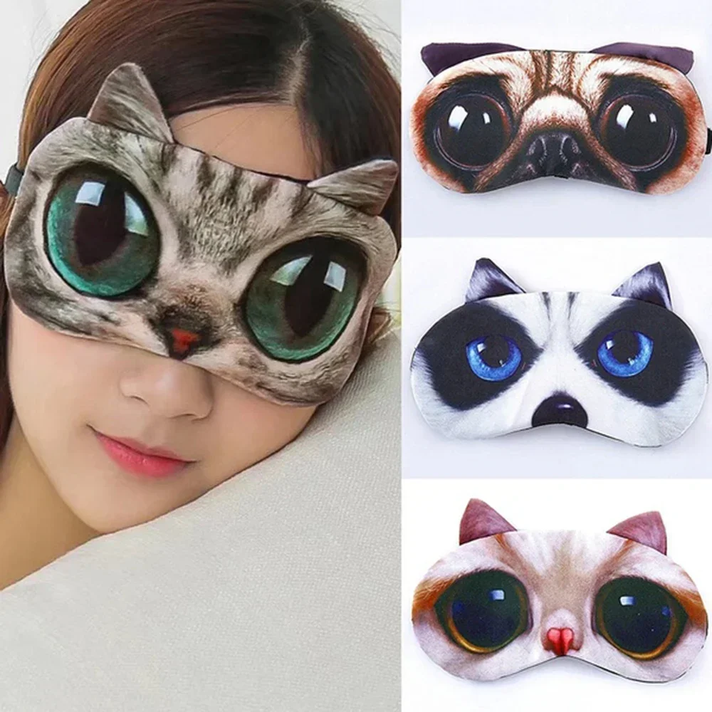 Women Men Sleep Eyeshade Eye Cover Cute Cat Dog Sleep Mask Eyeshade Cover Eye Mask 1pcs Sleeping Soft Blindfold Eyepatch 5
