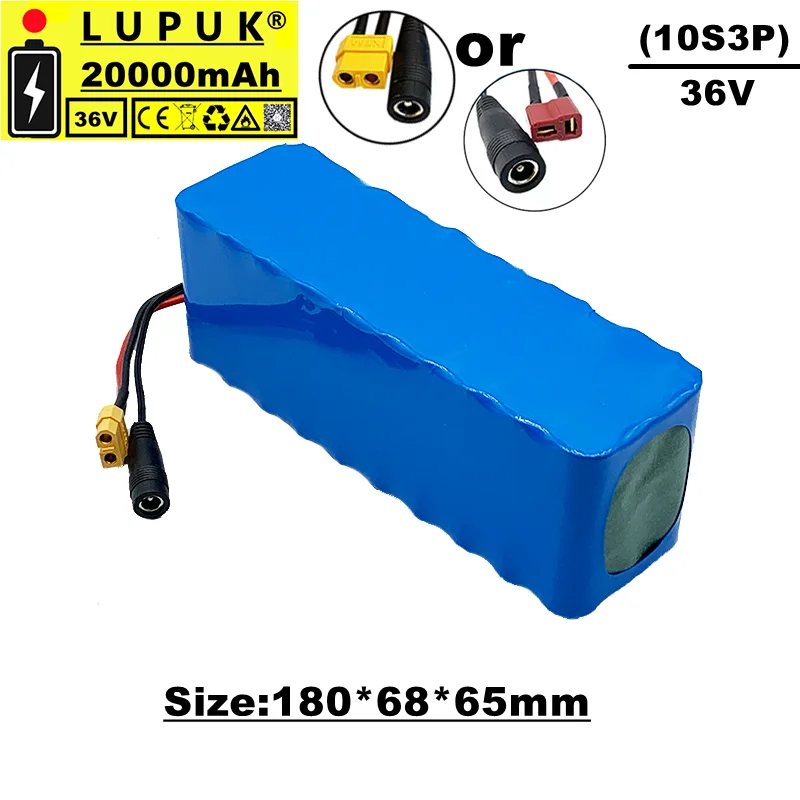 

Lupuk-36v lithium ion battery pack, 10s3p, 20Ah, XT60 connector, built-in BMS, suitable for electric bicycles and scooters