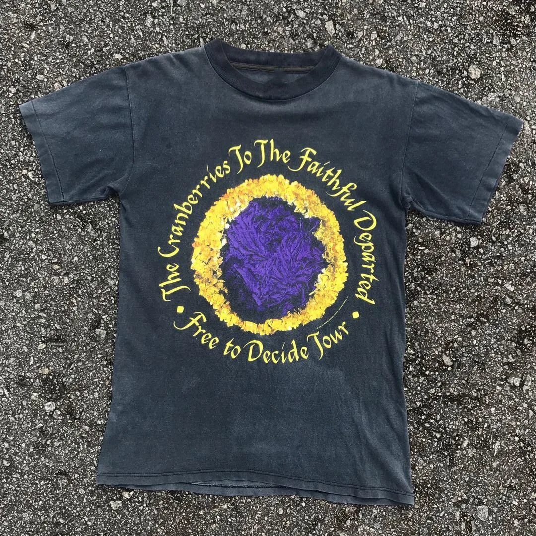 

Хлопковая черная футболка VTG The клюква, музыкальный тур, полный размер AC2019