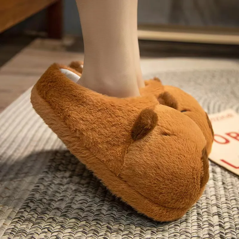 Cute Cartoon Capybara Cotton Slippers Half Wrap Heel Home Soft Non-slip Warm Breathable Indoor Plush Shoes Couple Slippers 4