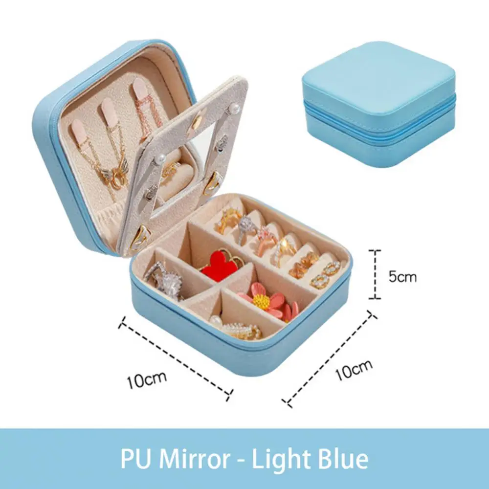 

New Jewelry Organizer With Mirror Earrings Necklace Jewelry Holder Display Casket Gift Travel Portable Jewelry Box Porta Joias