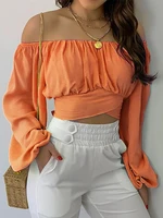 Skylar Off Shoulder Chic Long Sleeve Crop Top 3