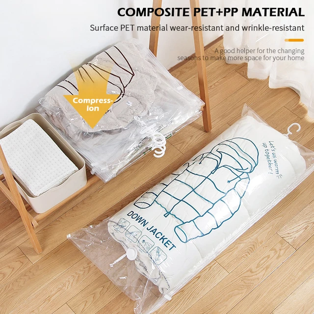 Vacuum Clothing Storage Bag, Wardrobe Hanging Organizer With Hanger Space  Saving Clear Sealing Bag, Clothing Compression