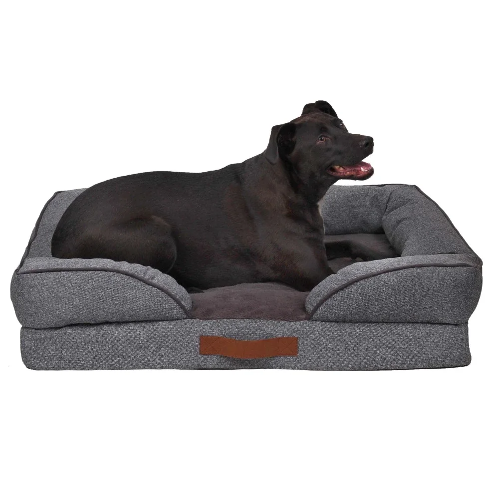 

Gray Pet Bed for Dog Large Cozy Orthopedic Sofa-Style Dog & Cat Bed Things for Dogs Pets Dogs Accessories Cushion House Supplies