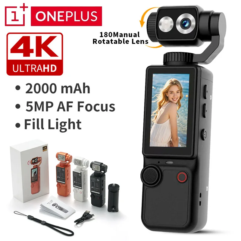 Telecamera indossabile OnePlus 4K HD Wifi, da tenere in mano, ideale per viaggi, ciclismo, ciclismo e vlogging. Mini videocamera sportiva per moto._voghion.com