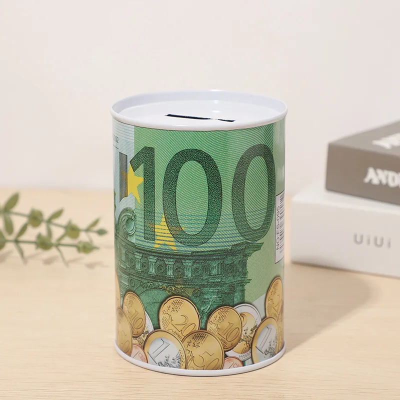 Piggy Bank Cylindrical Money Piggy Bank Children's Craft Modern Simple Tinplate Saving Box Large Size