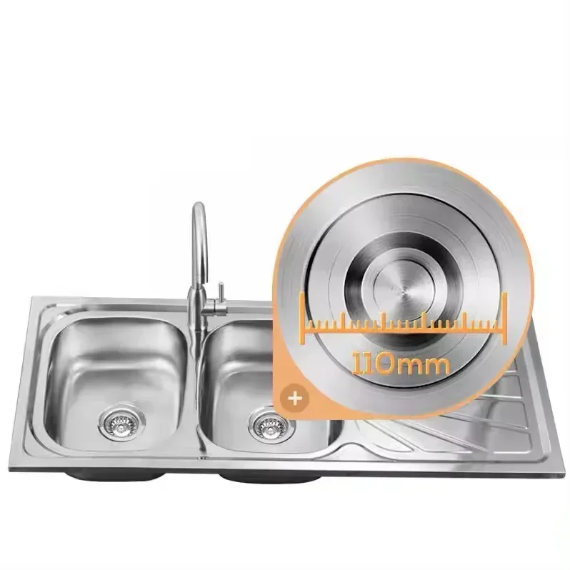 OSONOE Stainless Steel 304 Double Basin Kitchen Sink With Drain Plate