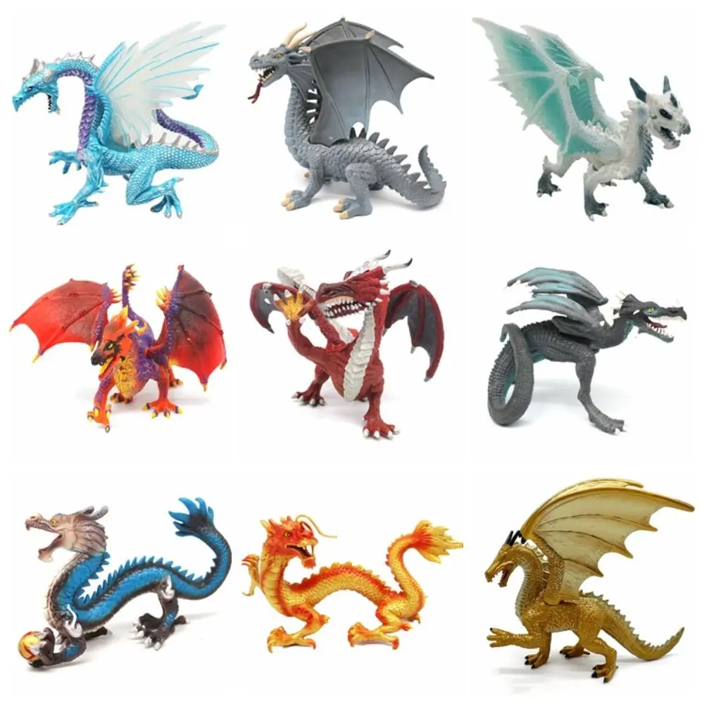 Ice Flying Dragon Myth Dragon Figures Fire Bullfighting Mythology Simulation Warcraft Ornament PVC Toys Dragon Animal Model