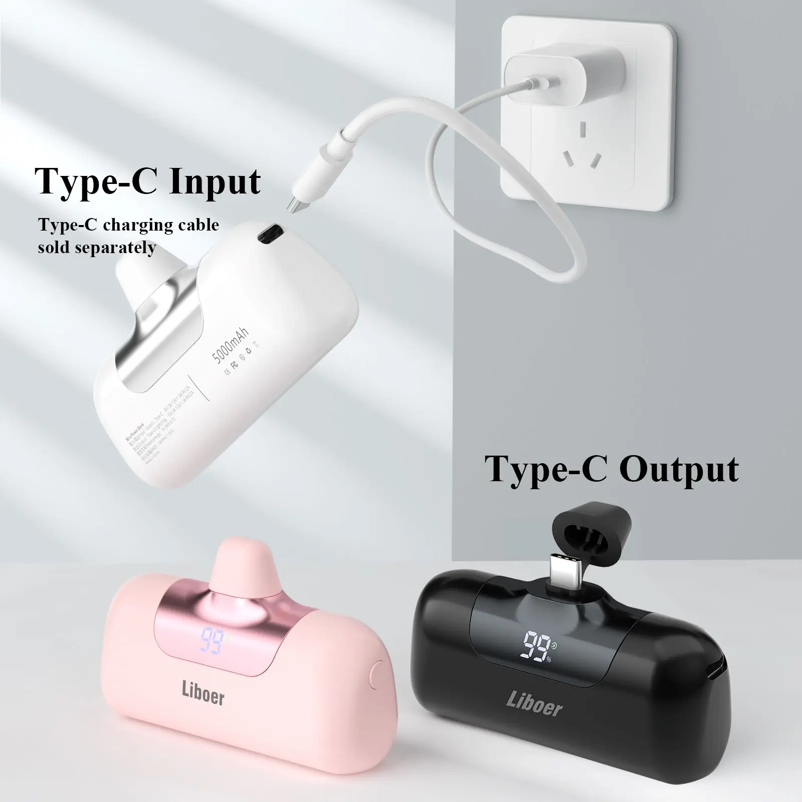 Portable Charger 5000mAh Fast Charging Mini Power Bank Type C for HUAWEI iPhone Samsung Xiaomi Redmi External Battery Powerbank 6