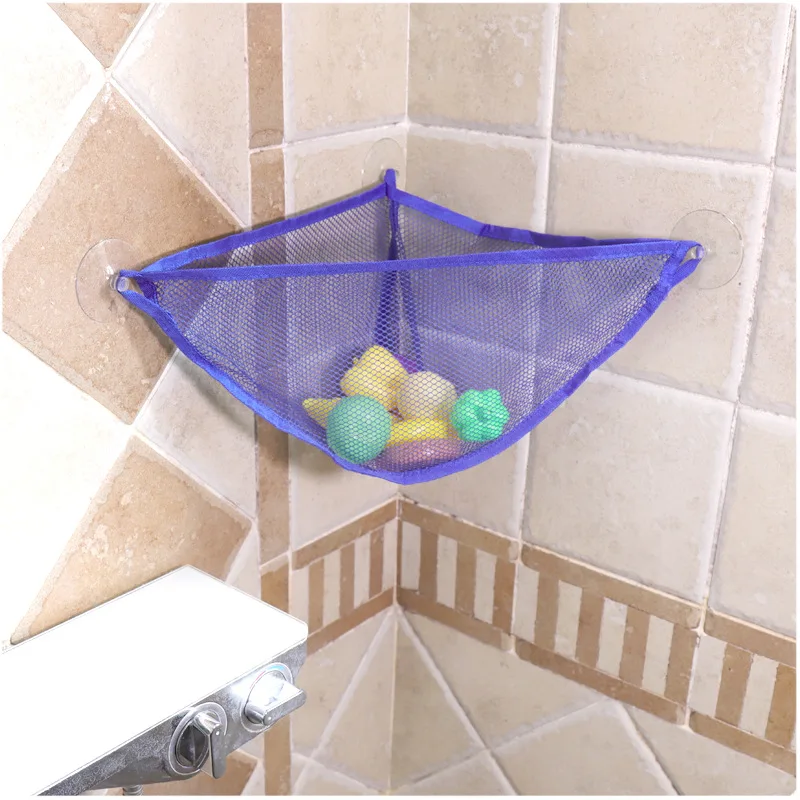 Baby Care Kit Baby Solid Colour Simple Bathroom Mesh Bag Child Bath Toy Storage Bag Net Suction Cup Baskets Wall Holder Organizer