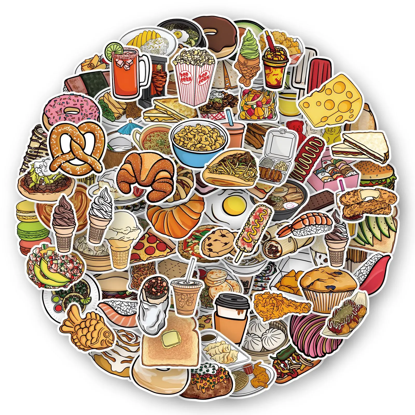

10/30/50/100PCS Cartoon Cute Food Stickers Delicious Desserts Salad Drink Decals DIY Laptop Phone Fridge Travel Sticker Kids Toy