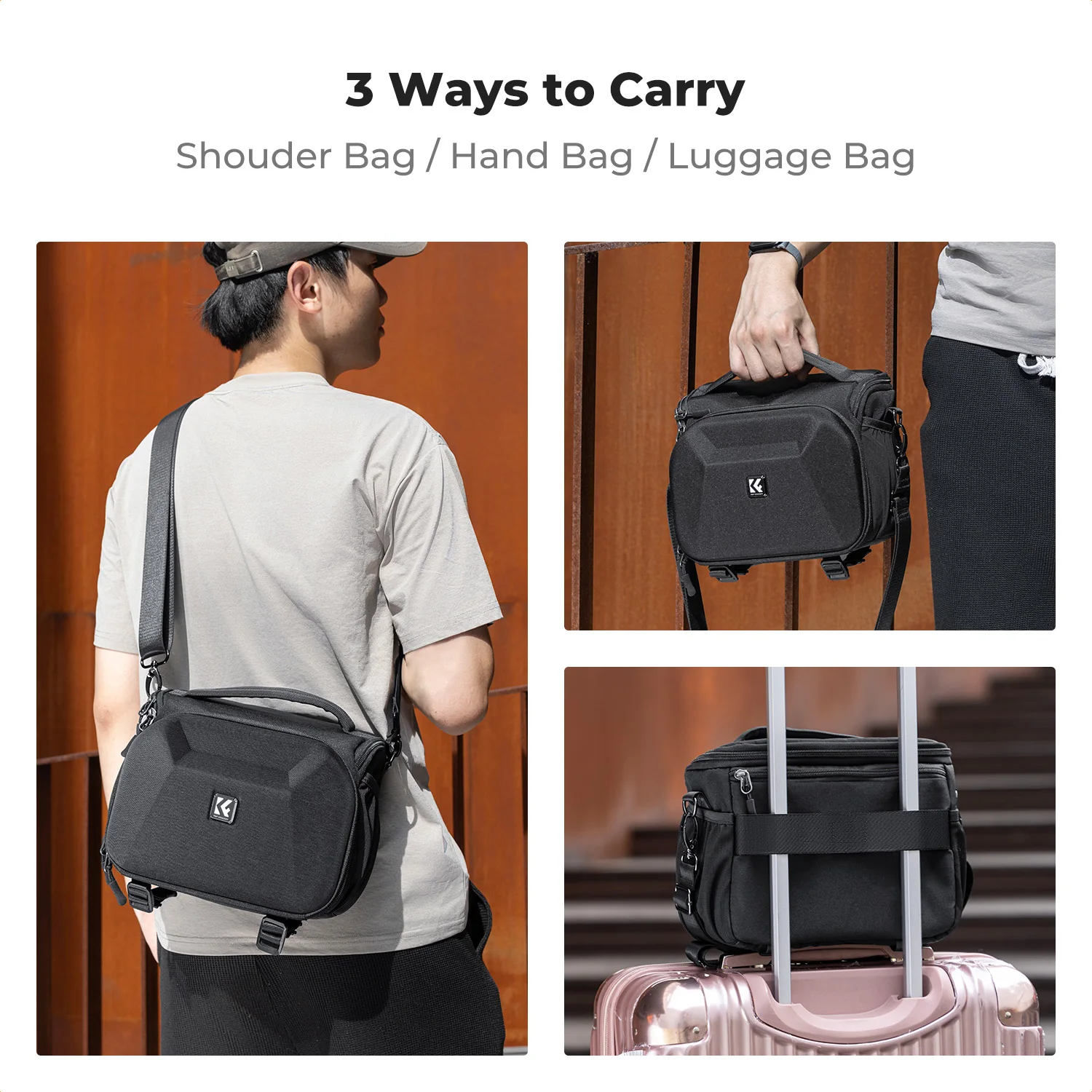 Borsa a Tracolla Leggera e Resistente K&F CONCEPT, Impermeabile, per Fotocamere Sony Canon DSLR/SLR - immagine 2