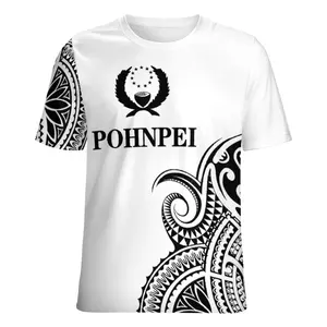 Fashion  HD print Custom Design Polynesian Traditional Tribal Pattern Polyester T Shirt Short Sleeve Comfortable Wholesale Men