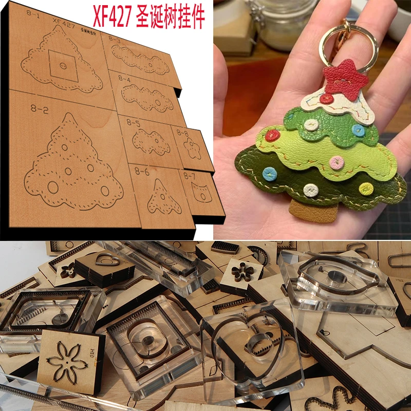 

New Japan Steel Blade Wooden Die Christmas tree ornament Leather Craft Punch Hand Tool Cut Knife Mould XF427 leather craft tools