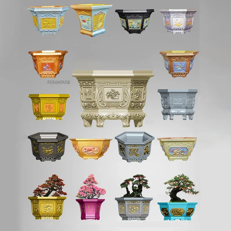 European Hexagonal Cement Flowerpot Mold Garden Balcony Bonsai Pot Template Concrete Cast-in-place DIY Plastic Flower Pot Mold