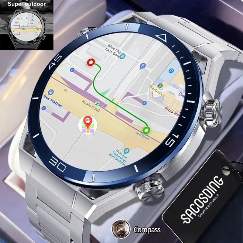 

For Huawei Xiaomi NFC Smart Watch Men GPS Tracker AMOLED 454*454 HD Screen Heart Rate ECG+PPG Bluetooth Call SmartWatch 2023 New