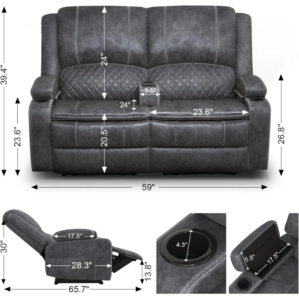 adults' dual-tier dutch velvet reclining loveseat with removable armrest