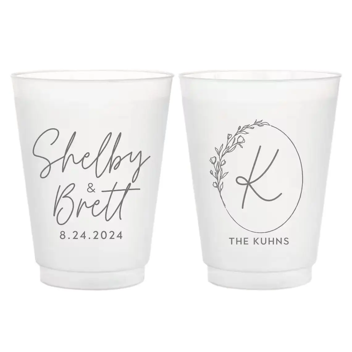 

Personalized Frosted Wedding Cups, Monogrammed Wedding Favor, Customized Shatterproof Plastic Cup, Reception Rehearsal Shower Cu