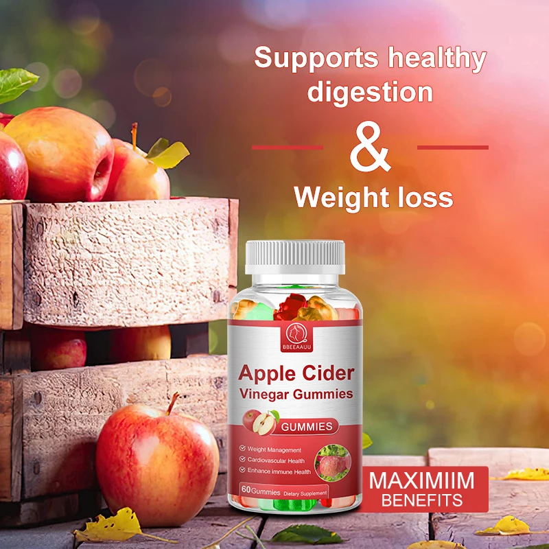 BBEEAAUU Apple Cider Vinegar Gummies Weight Management Burning Fat Relieve Bloating Constipation Lose Fat Women & Men