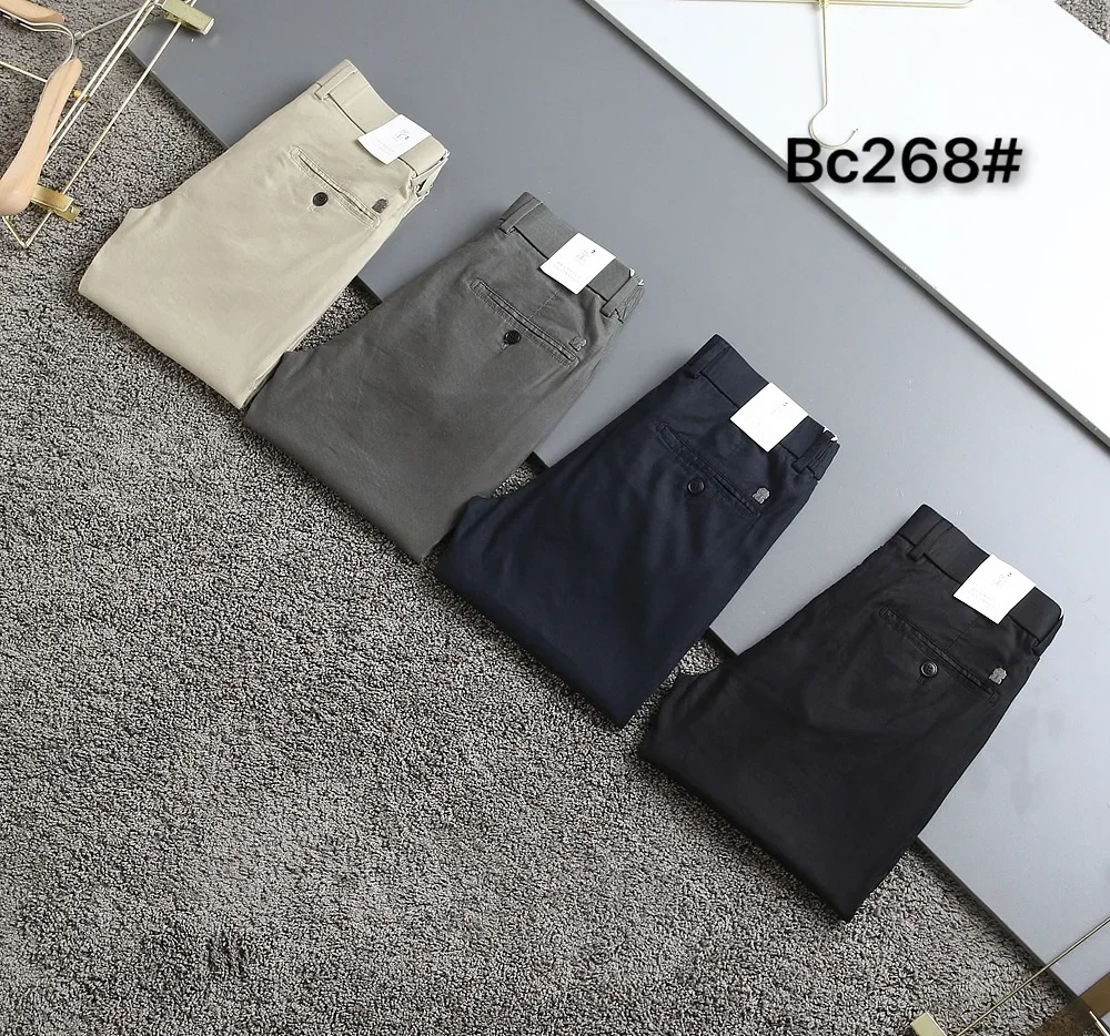 ZEMKY Casual Pants Men 2024 Spring new Elastic Fashion  Size 29-40 Small Straight Leg pants Customized Leather Linen material