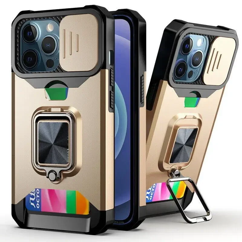 Enhanced Protective Kickstand Armor Case with Magnetic Ring Holder