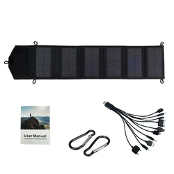 High-Power Foldable Portable Solar Panel Charger with USB and DC Output (6-fold solar panel)