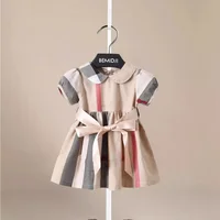 Vêtements d'été Bab filles robe fille coton décontracté Plaid nœud ceinture enfants robe nouveau mignon enfants vêtements en gros 1-13 ans 1