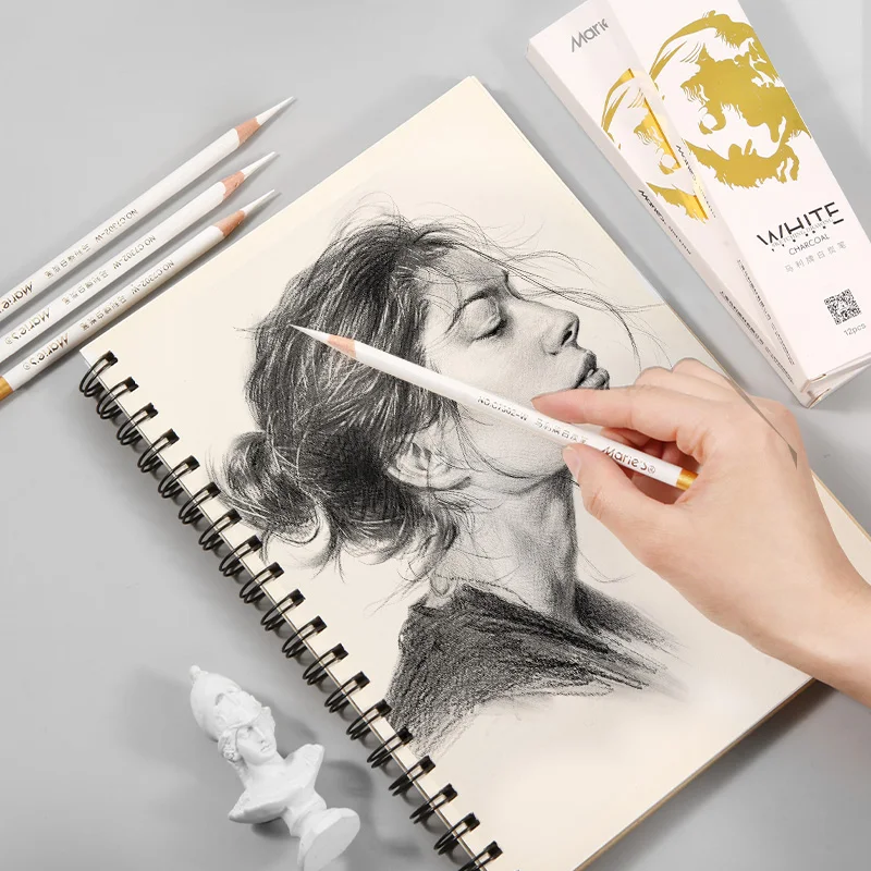 12pcs Marie's White Charcoal Pencils Set,Sketch Highlight Pencils,for Sketching,Shading,Blending,Supplies for Beginners,Artists 3