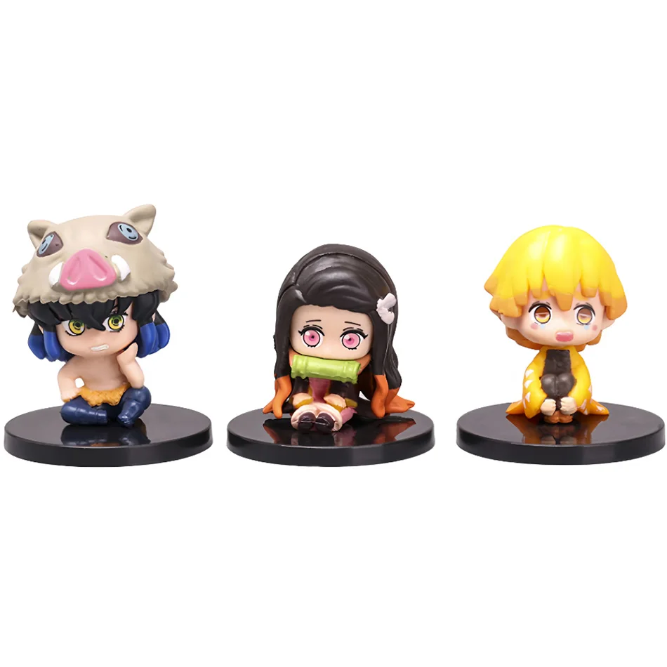 Dämon Sayaer Figur und Y Anime Dämonentöter: Kimetsu no Yaiba Q Version Shichiching Tanjiro Nidouzi Inosuke Zenizu PVC Ac Bodentemperaturfigur Modell Puppe – Detail 10