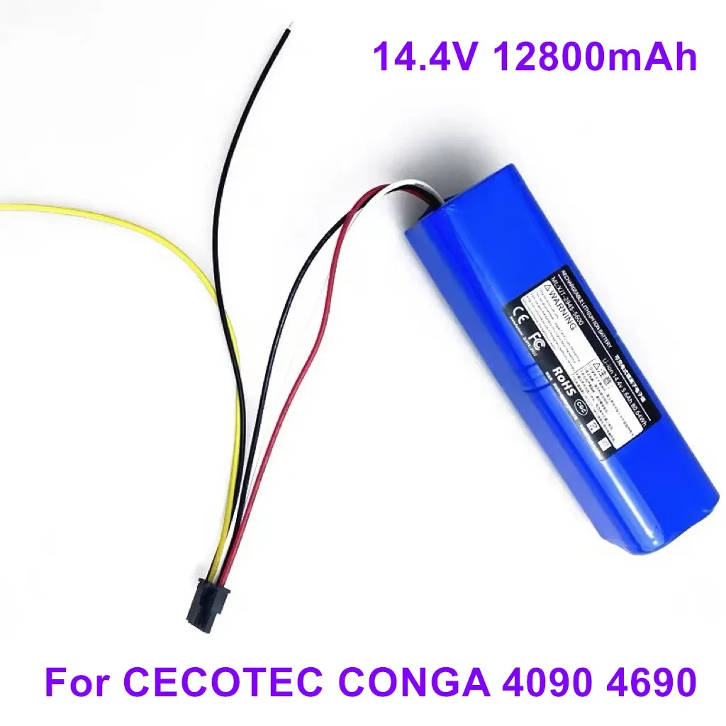 

12800MAH Li-ion Battery For CECOTEC CONGA 4090 4690 Robot Vacuum Cleaner 14.4V 14.8V 18650