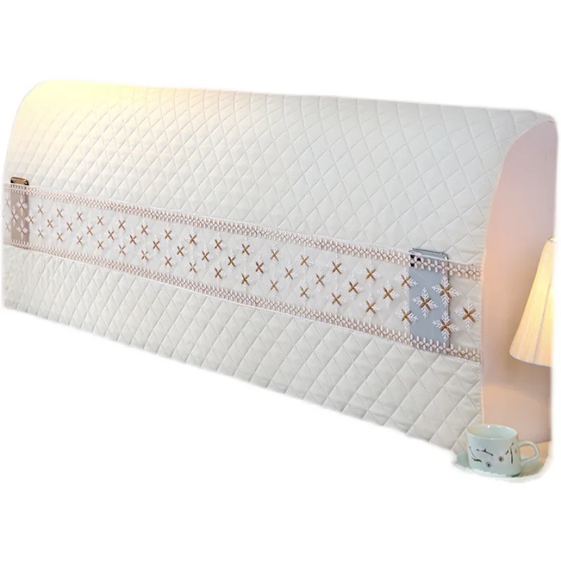 Full Coverage Headboard Cover Soft Coverage Headboard Cover, Elastic Backrest Cover Cotton Clip Grid Bed
