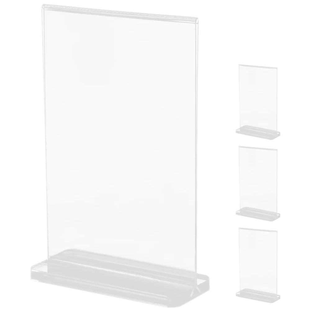 Acrylic Sign Holder Picture Frame Display Stand Clear Paper Holder Table Menu Stands 4pcs For Wedding Office Restaurant Display acrylic sign holder