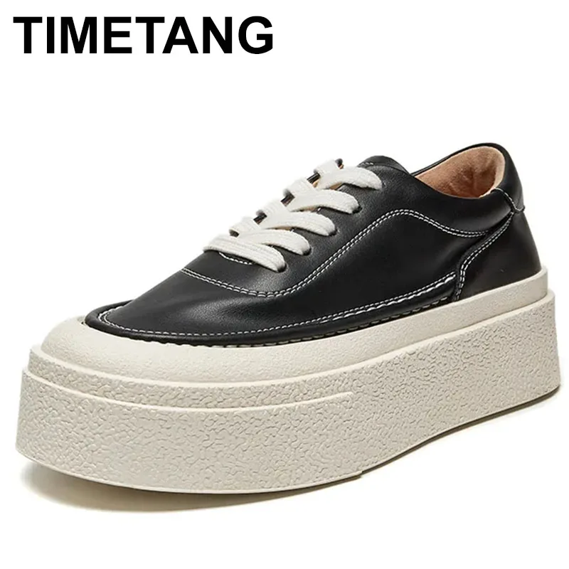 

Sneaker Loafers Women Genuine Leather 2023 New Platform Lace-up Women Spring Shoes Fashion Flat Ladies Sneaker Shoes